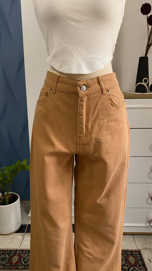 ⁨⁨جينز عريض بيجي اغمق 102 _ jeans topshop⁩⁩⁩