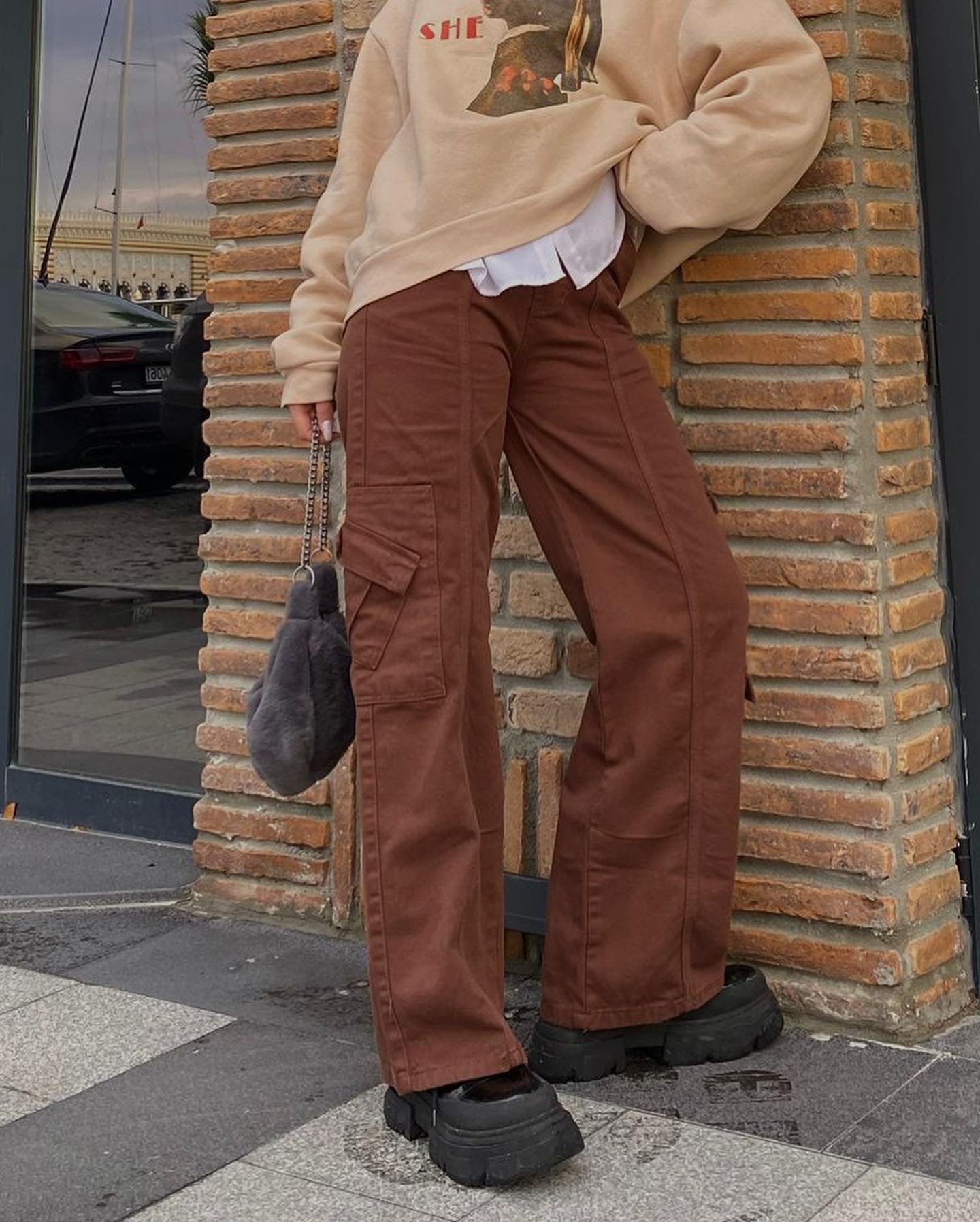 ⁨⁨⁨ بنطرون كي تو واي كار⁩⁩جو جوزي 121 -brown y2k cargo pants⁩