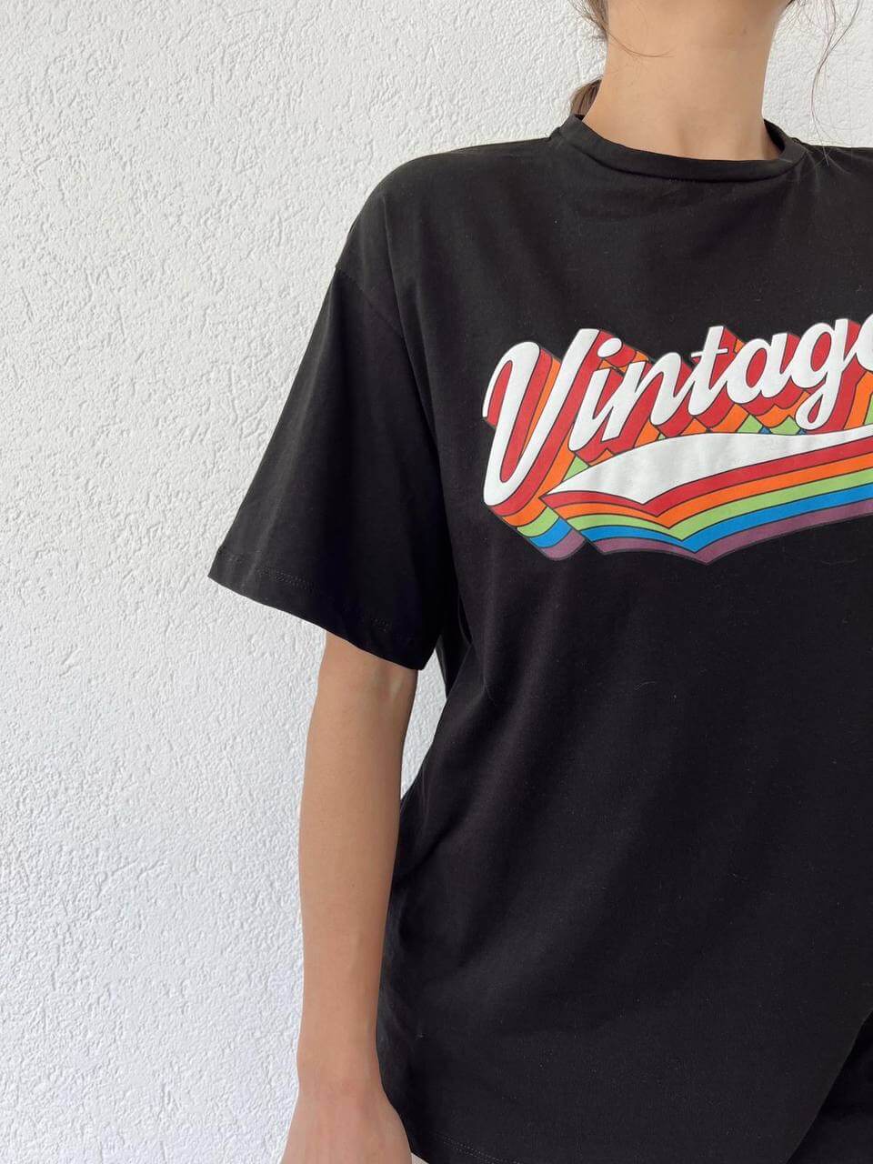 Black ⁨⁨تي شيرت اسود فنتج -vintage t shirt⁩⁩