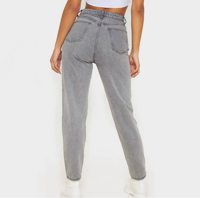 Light ⁨⁨موم جينز رصاصي فاتح gray mom jeans⁩⁩